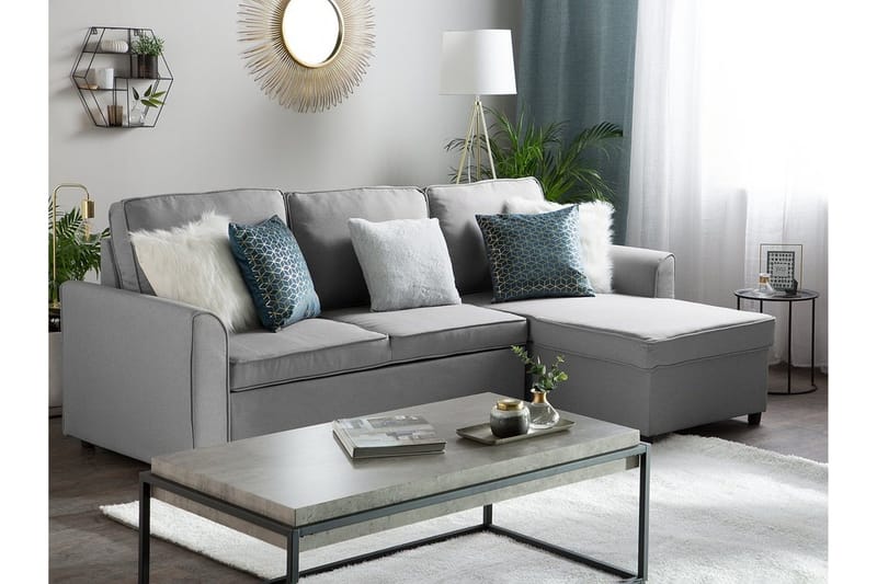 Hjørnesofa Nesna 228 cm - Grå - Møbler - Sofaer - Sovesofaer - Hjørnesovesofa