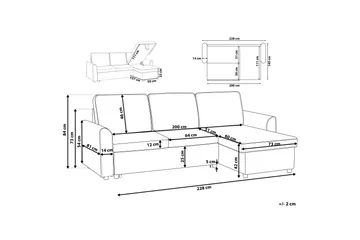 Hjørnesofa Nesna 228 cm - Grå - Møbler - Sofaer - Sovesofaer - Hjørnesovesofa
