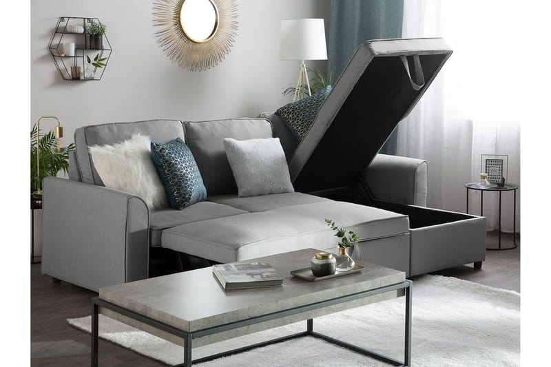 Hjørnesofa Nesna 228 cm - Grå - Møbler - Sofaer - Sovesofaer - Hjørnesovesofa
