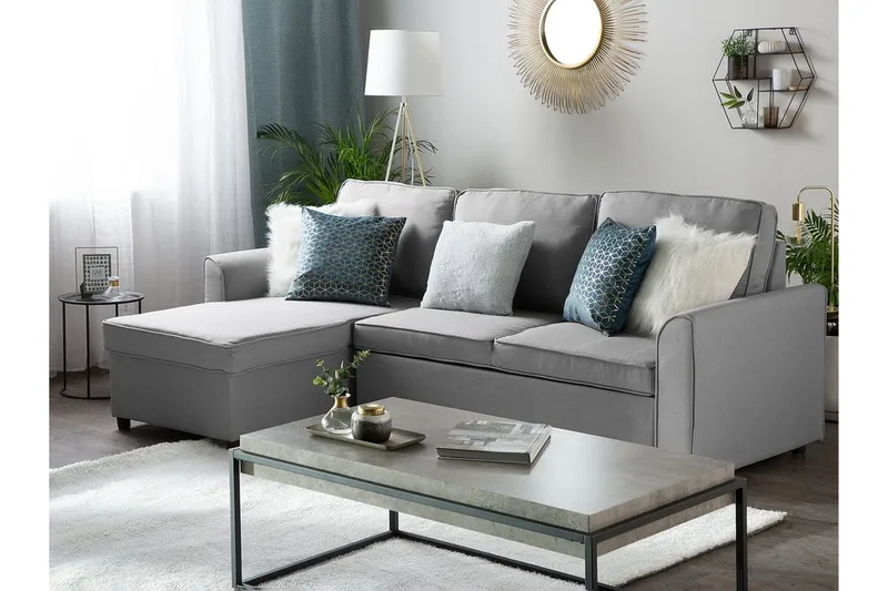 Hjørnesofa Nesna 228 cm - Grå - Møbler - Sofaer - Sovesofaer - Hjørnesovesofa