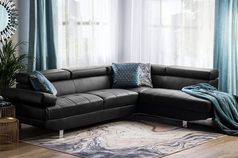 Hjørnesofa Norrea 261 cm - Svart - Møbler - Sofaer - Skinnsofaer