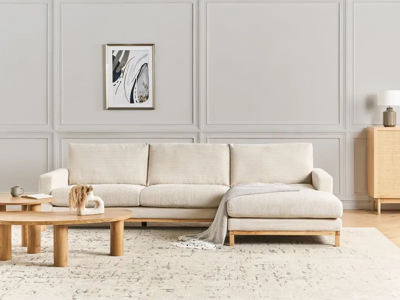 Hjørnesofa Siggard - Lys beige - Møbler - Sofaer - Sofaer med sjeselong - 4 seters sofa med divan