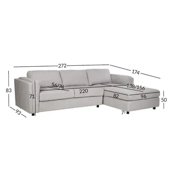 Hjørnesofa Ulnora Høyre - Grå - Møbler - Sofaer - Hjørnesofaer - Hjørnesofa med divan