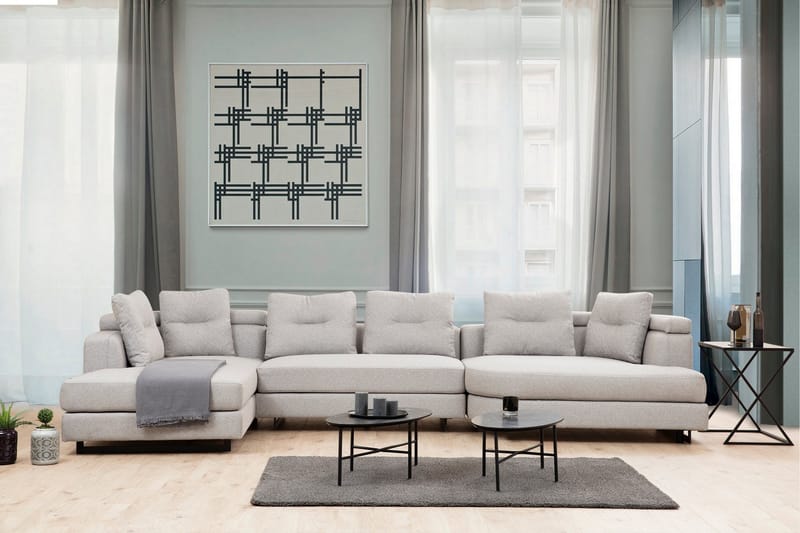 Hjørnesofa Pavdova 4-sits - Lysegrå - Hjørnesofaer