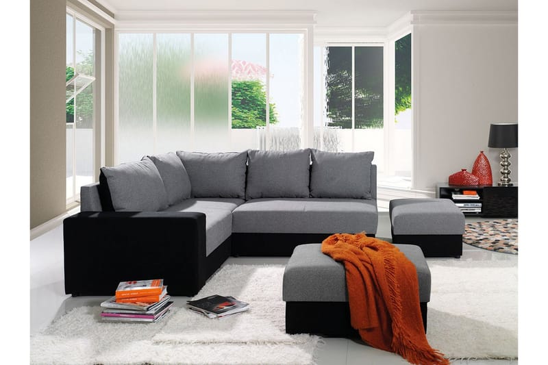 Hjørnesovesofa Bono, Hvit/Grå