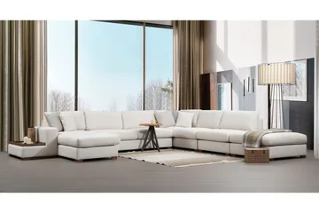 Huelva 6-seter U-formet Hjørnesofa med Divan i Stoff - Kremhvit - Møbler - Sofaer - Hjørnesofaer - Hjørnesofa med divan