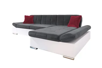 Kintore 3-sits Hörnsoffa Dark Grey/White - Møbler - Sofaer - Sofaer med sjeselong - 3 seters sofa med divan