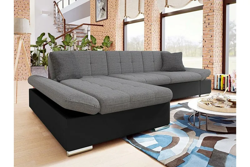 Kintore 3-sits Hörnsoffa Grey/Black - Møbler - Sofaer - Hjørnesofaer
