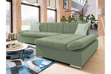 Kintore 3-sits Hörnsoffa Light green - Møbler - Sofaer - Sofaer med sjeselong - 3 seters sofa med divan
