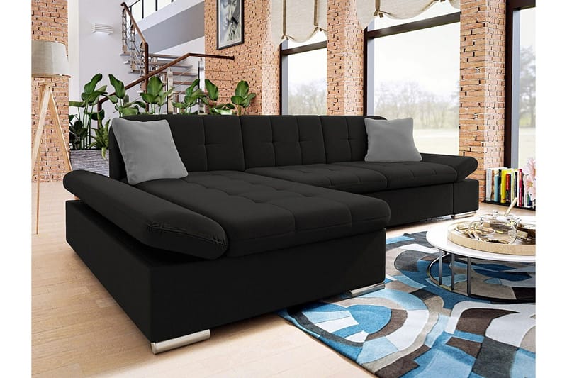 Kintore 3-sits Hörnsoffa NO_BRAND Black - Møbler - Sofaer - Hjørnesofaer