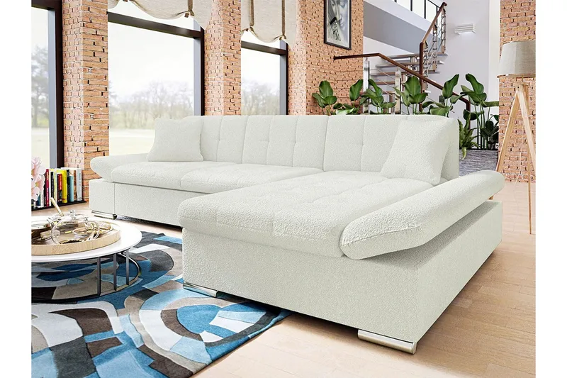 Kintore 3-sits Hörnsoffa White - Møbler - Sofaer - Sofaer med sjeselong - 3 seters sofa med divan