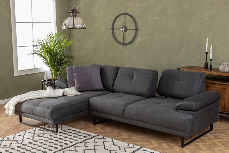 Kitimat 3-seter Venstrevendt L-formet Sofa med Sjeselong 274 cm i Stoff - Grå - Møbler - Sofaer - Sofaer med sjeselong - 3 seters sofa med divan