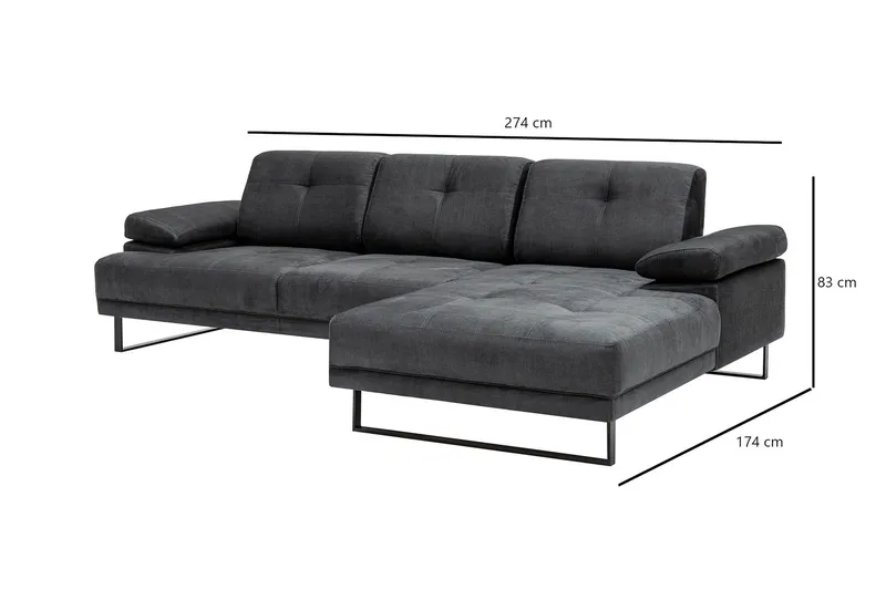 Kitimat Divansofa 3-seters - Antrasitt - Møbler - Sofaer - Sofaer med sjeselong - 3 seters sofa med divan