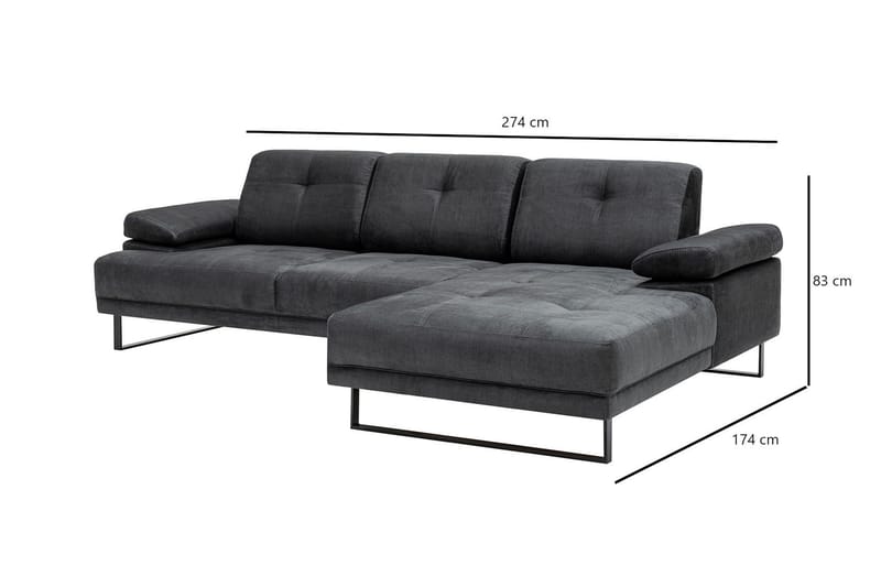 Kitimat Divansofa 3-seters - Antrasitt - Møbler - Sofaer - Sofaer med sjeselong - 3 seters sofa med divan