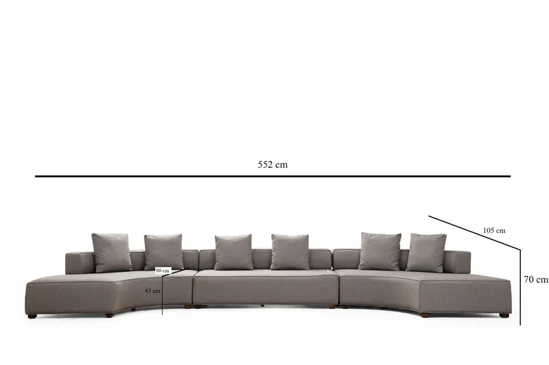 Lasalle 6-seters Buet Sofa i Stoff - Grå - Møbler - Sofaer