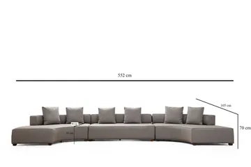 Lasalle Svängd Sofa 6-seters - Grå - Møbler - Sofaer