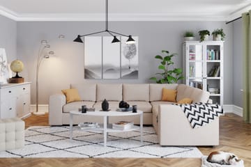 Link 5-seters Vendbar L-formet Hjørnesofa i Stoff - Beige - Møbler - Sofaer - Hjørnesofaer