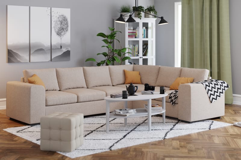 Link 5-seters Vendbar L-formet Hjørnesofa i Stoff - Beige - Møbler - Sofaer - Hjørnesofaer