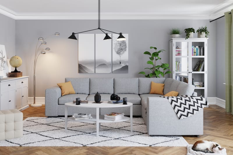 Link 5-seters Vendbar L-formet Hjørnesofa i Stoff - Lys grå - Møbler - Sofaer - Hjørnesofaer