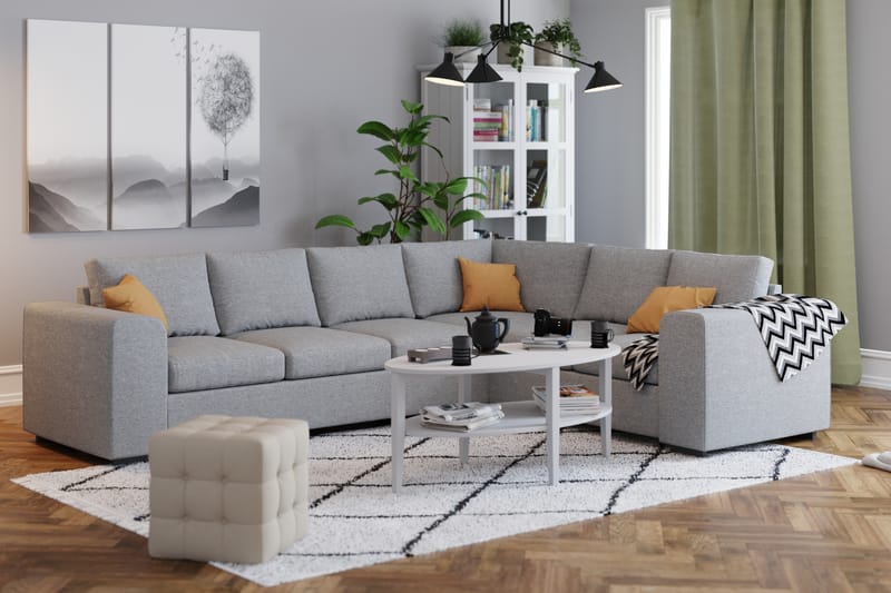 Link 5-seters Vendbar L-formet Hjørnesofa i Stoff - Lys grå - Møbler - Sofaer - Hjørnesofaer