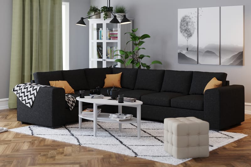 Link 5-seters Vendbar L-formet Hjørnesofa i Stoff - Svart - Møbler - Sofaer - Hjørnesofaer