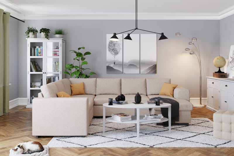 Link 5-seters Vendbar U-formet Hjørnesofa med Divan i Stoff - Beige - Møbler - Sofaer - Hjørnesofaer - Hjørnesofa med divan