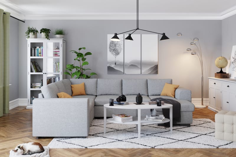 Link 5-seters Vendbar U-formet Hjørnesofa med Divan i Stoff - Lys grå - Møbler - Sofaer - Hjørnesofaer - Hjørnesofa med divan