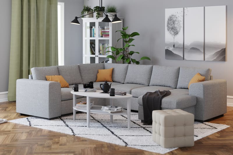 Link 5-seters Vendbar U-formet Hjørnesofa med Divan i Stoff - Lys grå - Møbler - Sofaer - Hjørnesofaer - Hjørnesofa med divan