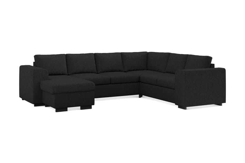 Link 5-seters Vendbar U-formet Hjørnesofa med Divan i Stoff - Svart - Møbler - Sofaer - Hjørnesofaer - Hjørnesofa med divan