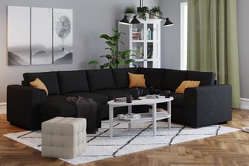 Link 5-seters Vendbar U-formet Hjørnesofa med Divan i Stoff - Svart - Møbler - Sofaer - Hjørnesofaer - Hjørnesofa med divan