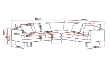 Menard 6-seters Høyrevendt L-formet Hjørnesofa i Manchester - Beige - Møbler - Sofaer - Hjørnesofaer