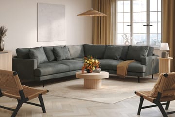 Menard 6-seters Høyrevendt L-formet Hjørnesofa i Manchester - Grå - Møbler - Sofaer - Hjørnesofaer