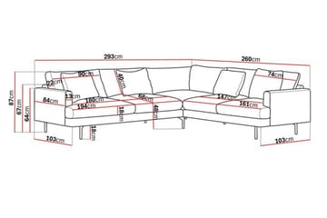 Menard 6-seters Høyrevendt L-formet Hjørnesofa i Manchester - Grå - Møbler - Sofaer - Hjørnesofaer