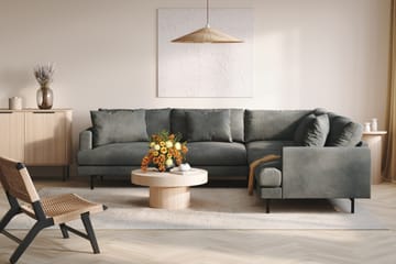 Menard 6-seters Høyrevendt L-formet Hjørnesofa i Manchester - Grå - Møbler - Sofaer - Hjørnesofaer