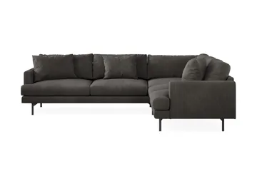 Menard 6-seters Høyrevendt L-formet Hjørnesofa i Manchester - Mørk grå - Møbler - Sofaer - Hjørnesofaer