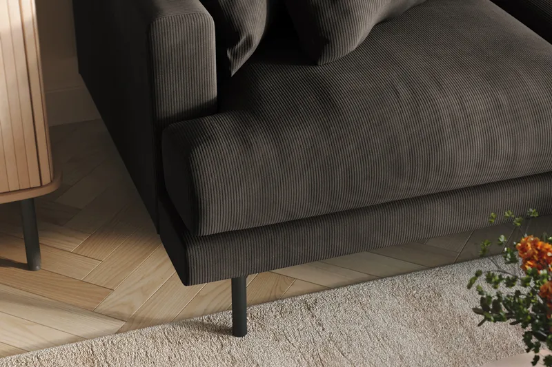 Menard 6-seters Høyrevendt L-formet Hjørnesofa i Manchester - Mørk grå - Møbler - Sofaer - Hjørnesofaer