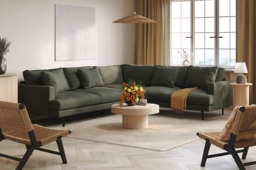 Menard 6-seters Høyrevendt L-formet Hjørnesofa i Manchester - Mørk grønn - Møbler - Sofaer - Hjørnesofaer