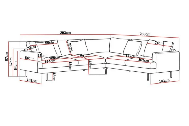 Menard 6-seters Høyrevendt L-formet Hjørnesofa i Manchester - Mørk grønn - Møbler - Sofaer - Hjørnesofaer