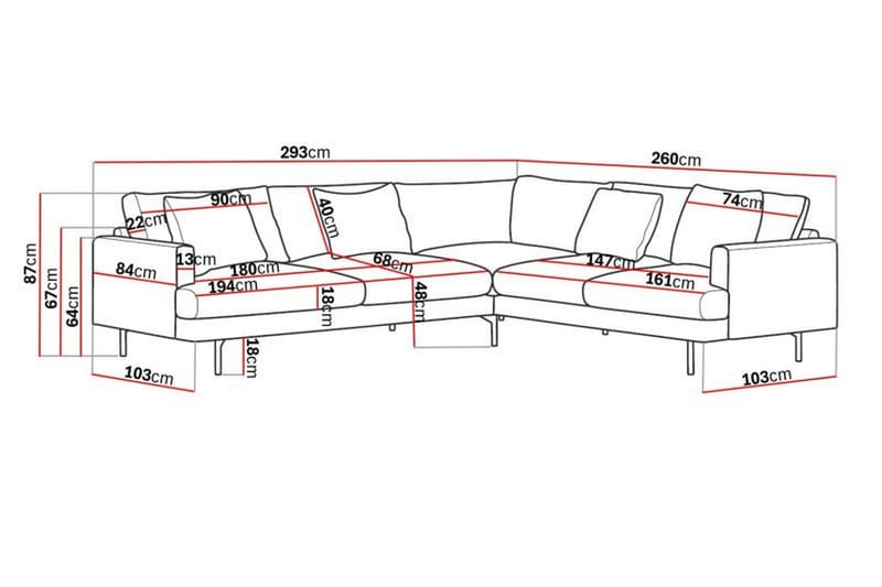 Menard 6-seters Høyrevendt L-formet Hjørnesofa i Manchester - Mørk grønn - Møbler - Sofaer - Hjørnesofaer