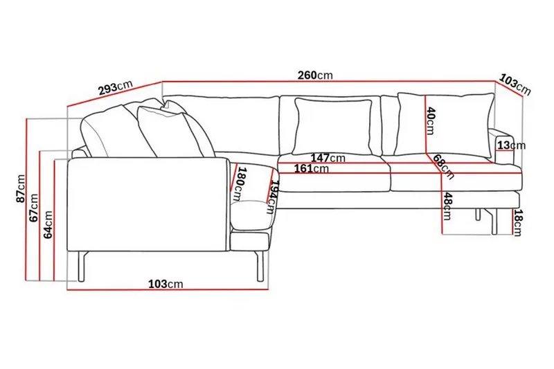 Menard 6-seters Høyrevendt L-formet Hjørnesofa i Manchester - M ørk grønn - Møbler - Sofaer - Hjørnesofaer