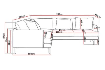 Menard 6-seters Høyrevendt L-formet Hjørnesofa i Manchester - Mørk grønn - Møbler - Sofaer - Hjørnesofaer