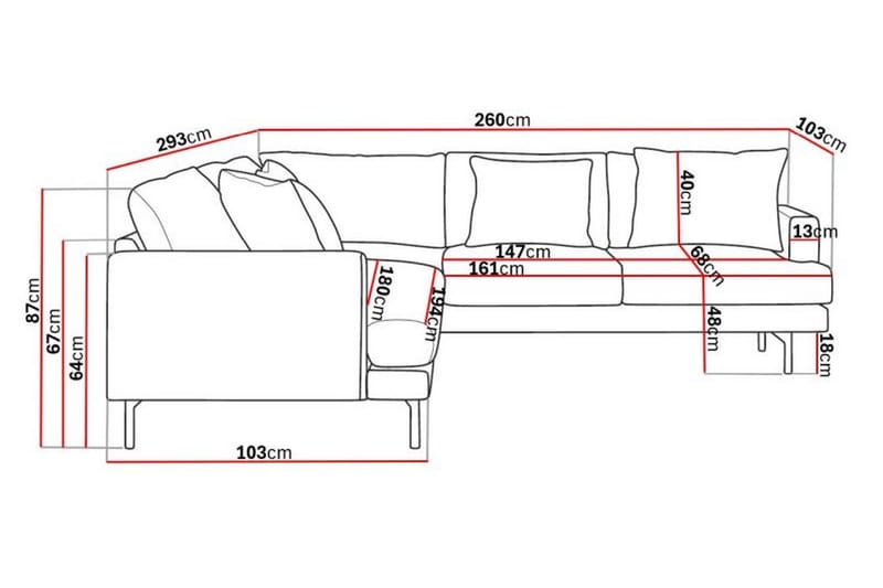 Menard 6-seters Høyrevendt L-formet Hjørnesofa i Manchester - Mørk grønn - Møbler - Sofaer - Hjørnesofaer