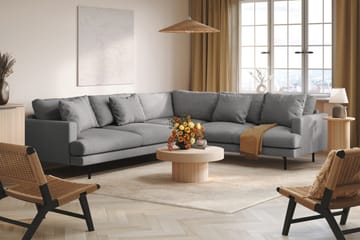 Menard 6-seters Høyrevendt L-formet Hjørnesofa i Stoff - Grå - Møbler - Sofaer - Hjørnesofaer