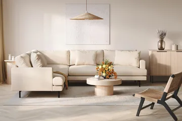 Menard 6-seters Venstrevendt L-formet Hjørnesofa i Manchester - Beige - Møbler - Sofaer - Hjørnesofaer