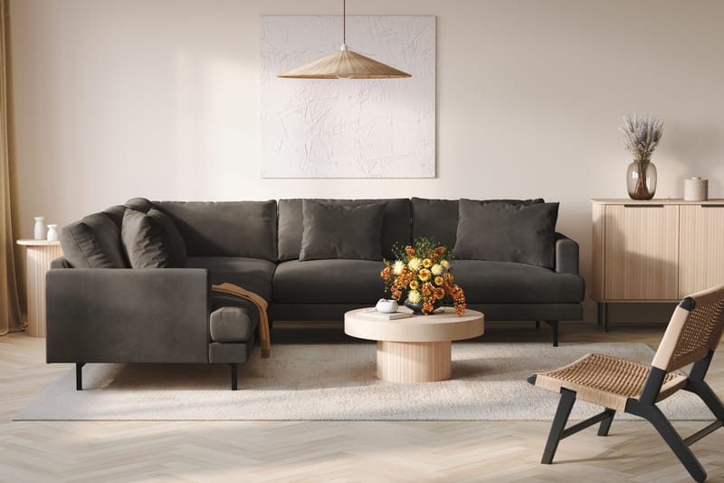 Menard 6-seters Venstrevendt L-formet Hjørnesofa i Manchester - Mørk grå - Møbler - Sofaer - Hjørnesofaer