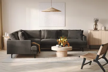 Menard 6-seters Venstrevendt L-formet Hjørnesofa i Manchester - Mørk grå - Møbler - Sofaer - Hjørnesofaer