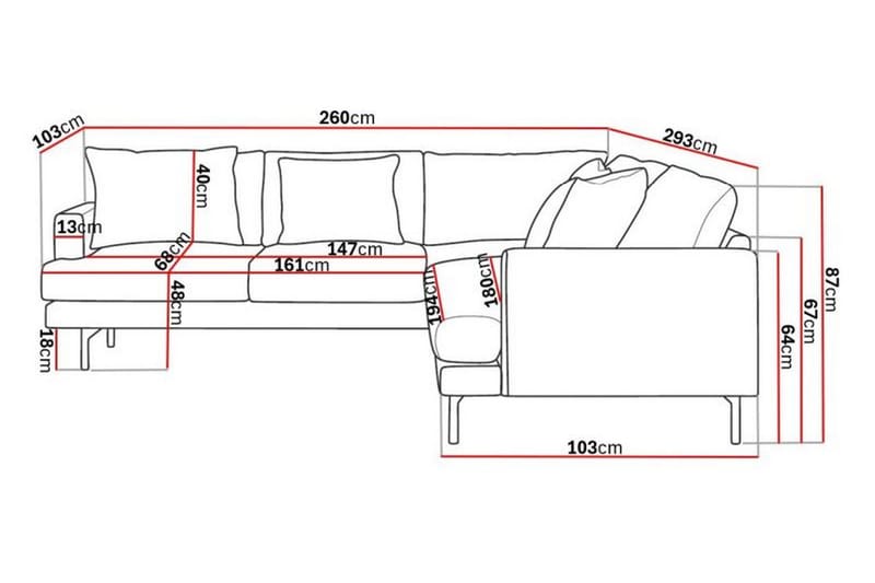 Menard 6-seters Venstrevendt L-formet Hjørnesofa i Manchester - Mørk grå - Møbler - Sofaer - Hjørnesofaer