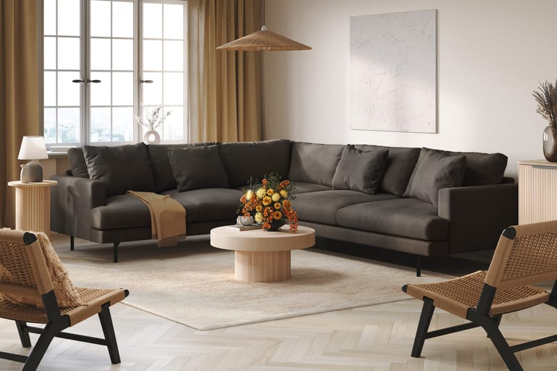 Menard 6-seters Venstrevendt L-formet Hjørnesofa i Manchester - Mørk grå - Møbler - Sofaer - Hjørnesofaer