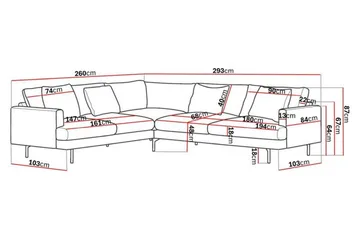 Menard 6-seters Venstrevendt L-formet Hjørnesofa i Manchester - Mørk grønn - Møbler - Sofaer - Hjørnesofaer