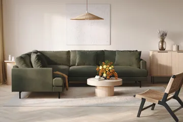 Menard 6-seters Venstrevendt L-formet Hjørnesofa i Manchester - Mørk grønn - Møbler - Sofaer - Hjørnesofaer